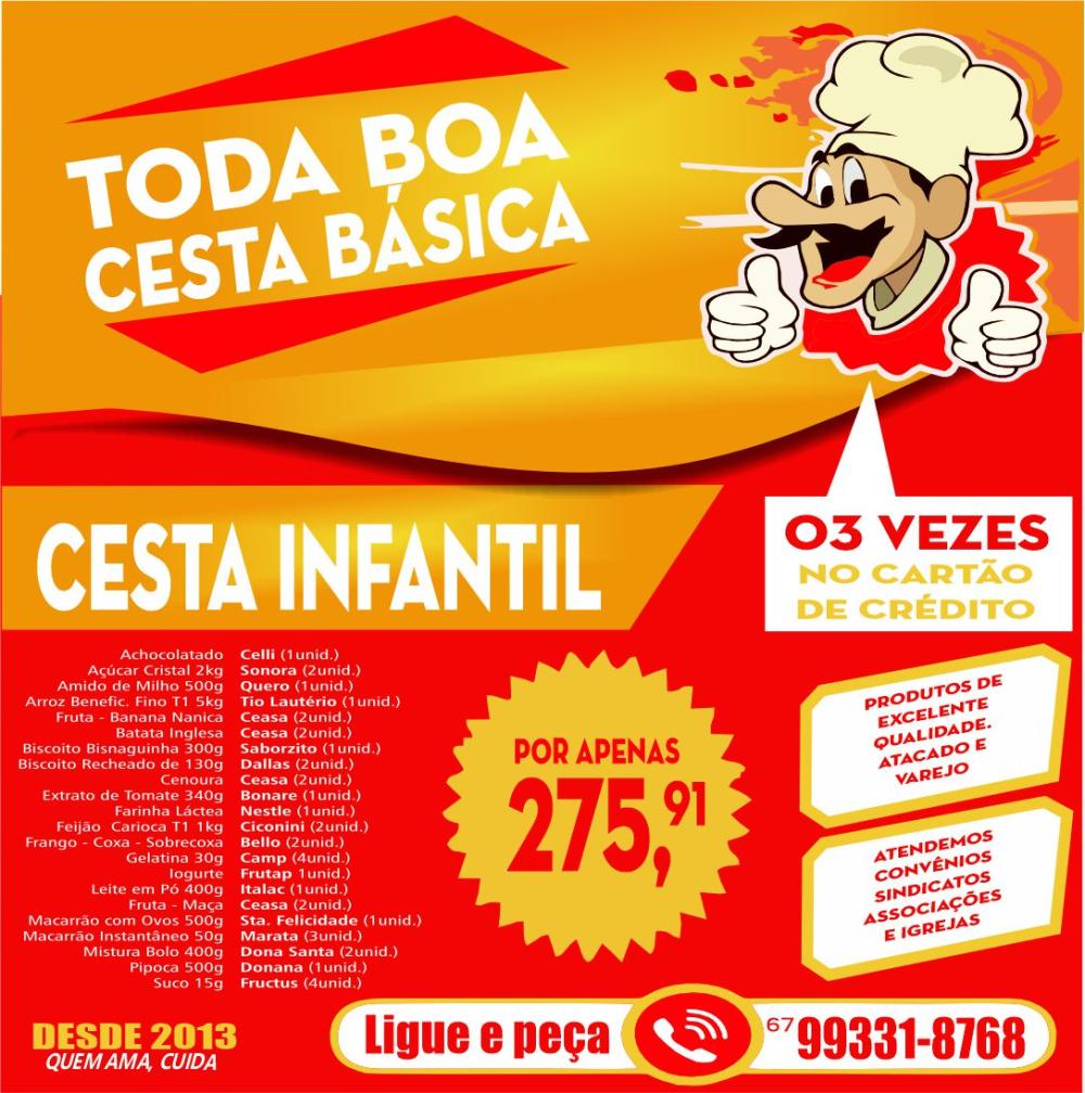 CESTA BASICA - INFANTIL “Força de filho, força que fica”. Mantenha a força do seu filho nossas cestas.