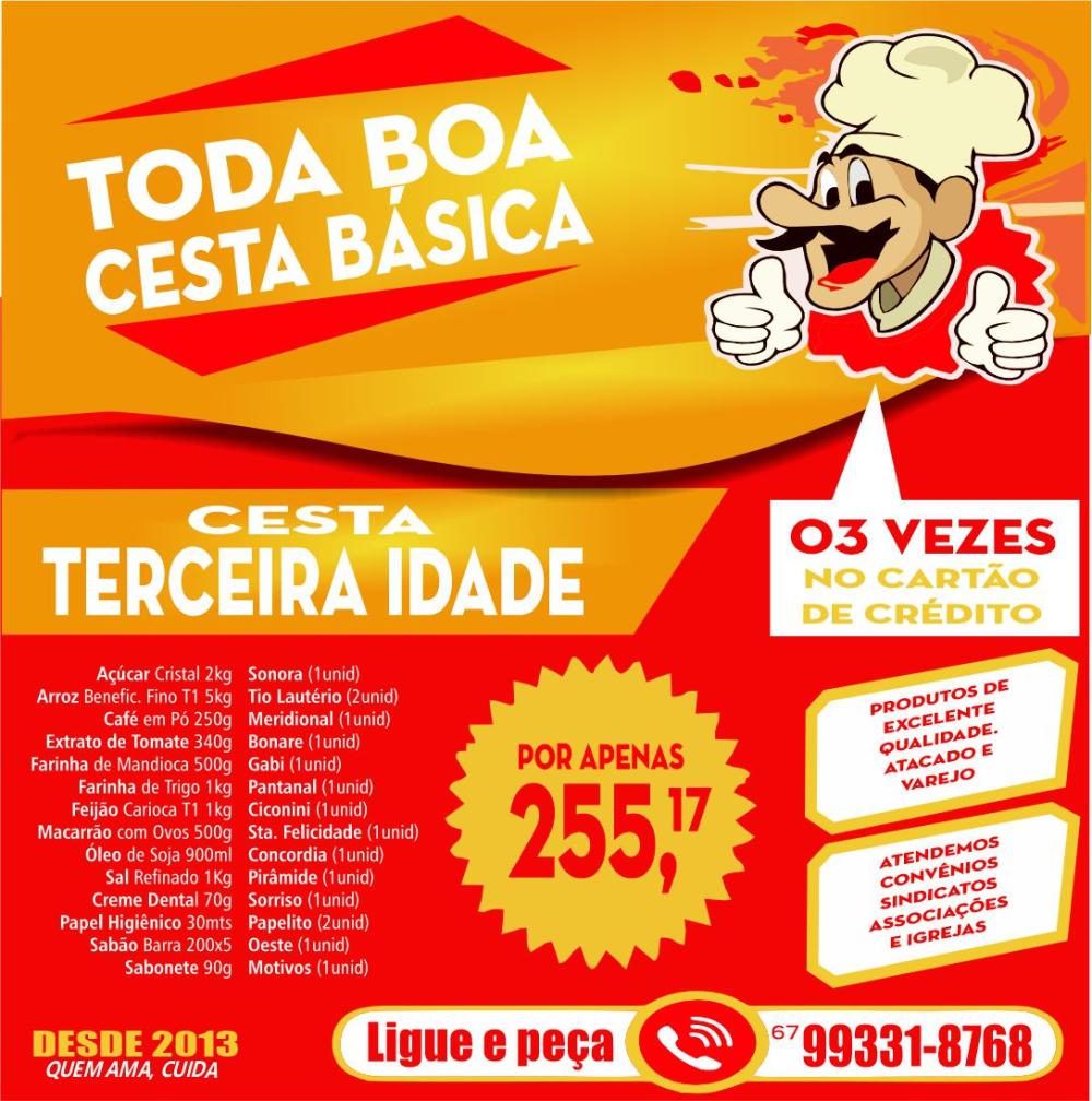 CESTA BASICA - TERCEIRA IDADE - Cozinhar com sabor são delícias compartilhadas com amor.